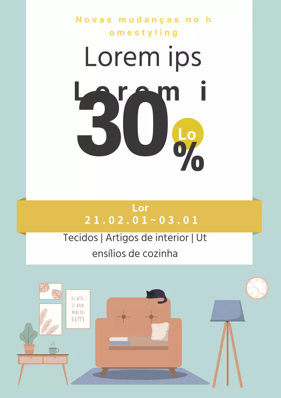 azul amarelo ilustração interior limpo venda evento promoção
