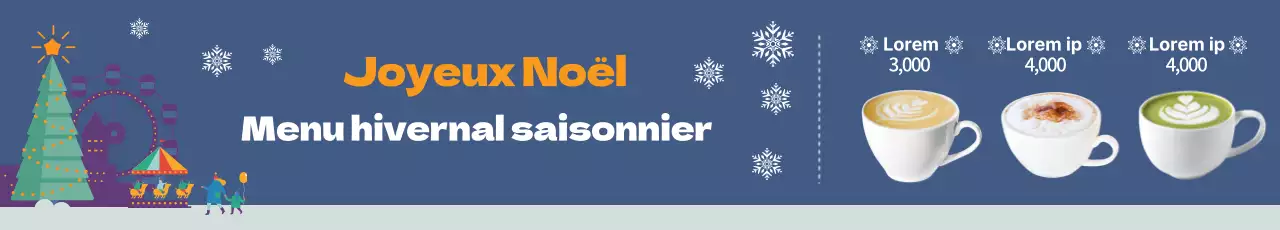 Photo d'illustration bleue Publicité pour le menu saisonnier d'un café de Noël