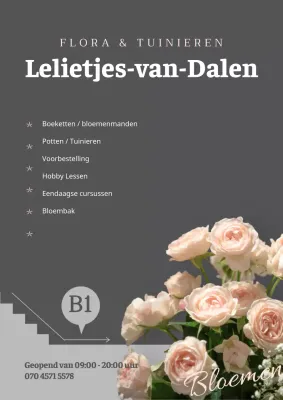Stijlvolle bloemenwinkel menu locatie poster