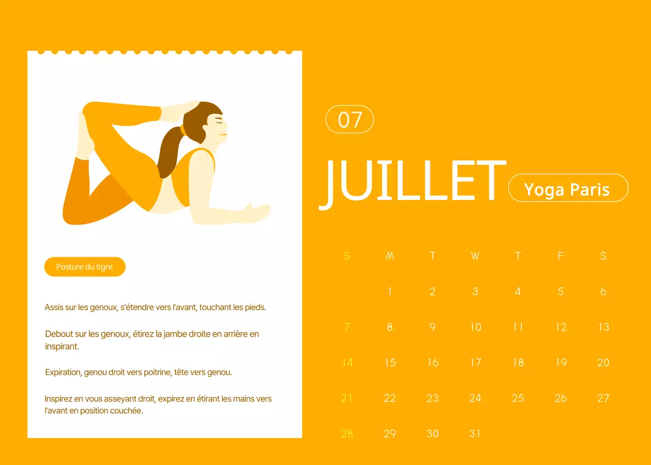 Calendriers orange à distribuer lors de la promotion de votre studio de yoga