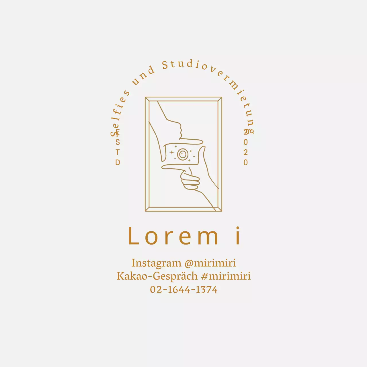 Beige Grau Illustration Logo Fotografie Studio Selbststudio Werbung