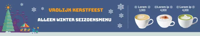 Blauwe illustratie foto Kerstmis cafe seizoensgebonden menu advertentie