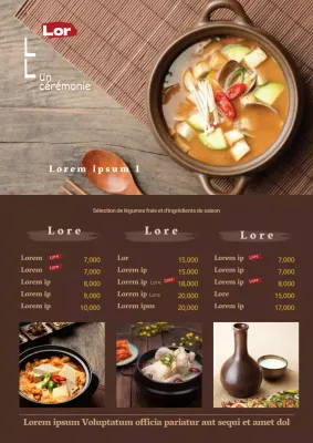 Menu luxueux d'un salon de massage avec un logo marron foncé et une image de massage.