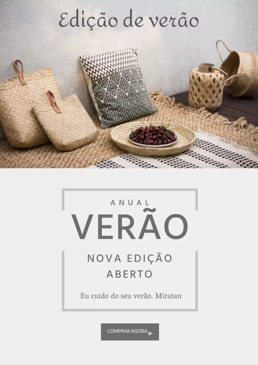 Adereços interiores simples de verão em cinzento Cartaz promocional de evento para a Web