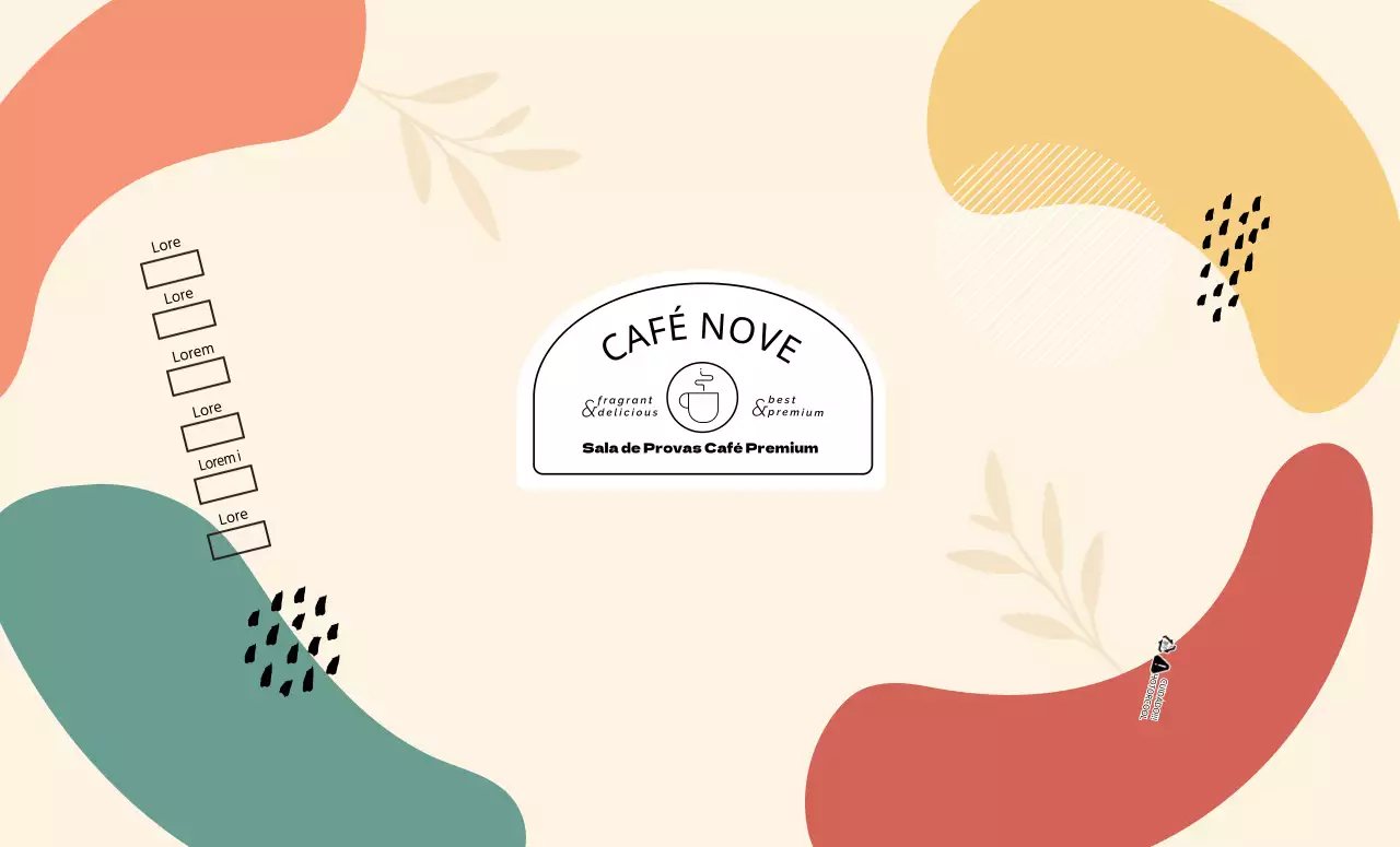 Bege formas coloridasCafé com padrão