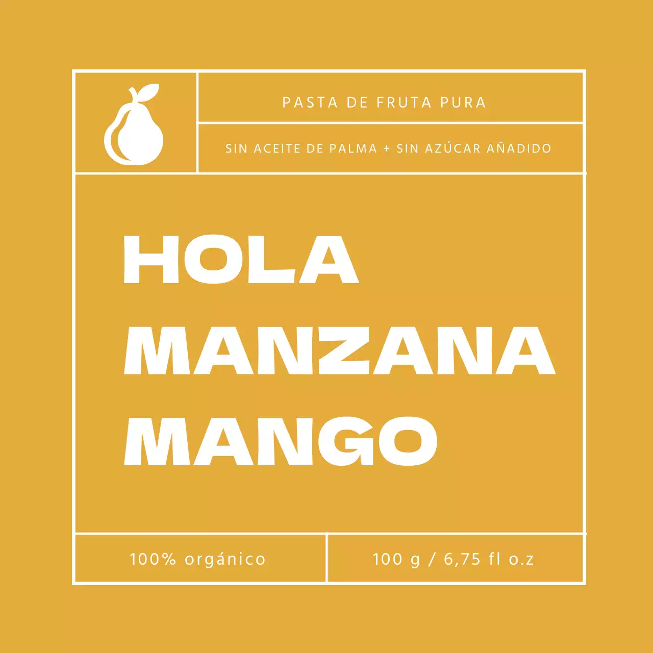 Etiqueta de mermelada de manzana y mango