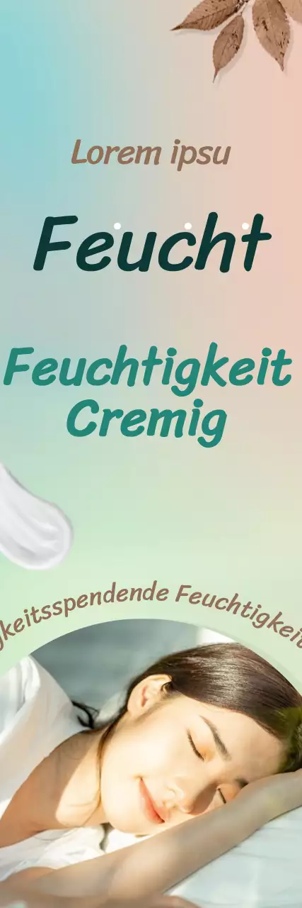 Herbststimmung Feuchtigkeitscreme Kosmetik Werbebanner in braun und türkis vertikales Rechteck