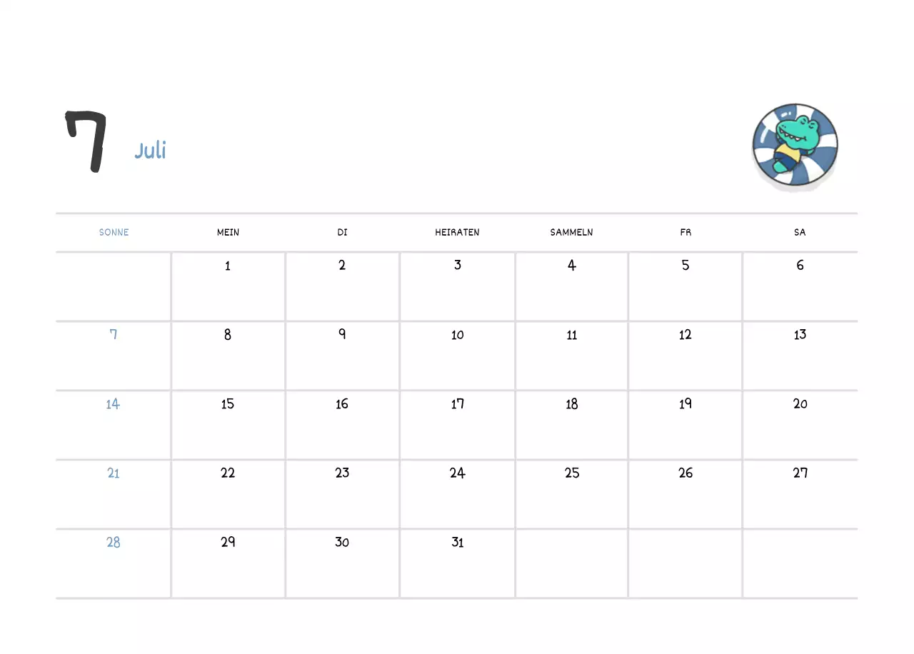 Ein Kalender mit einem niedlichen Argo-Illustrationskonzept
