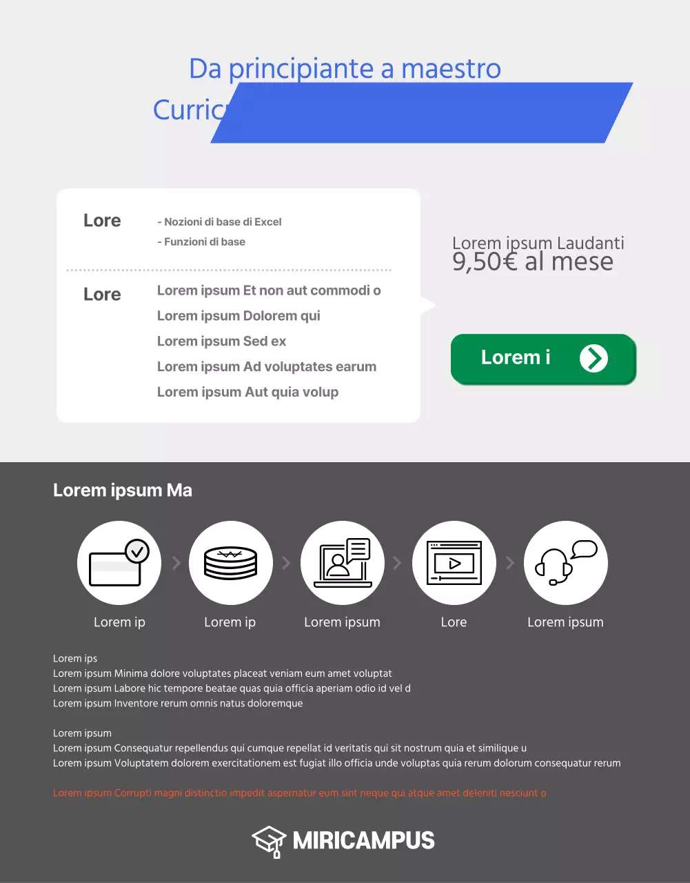 Vi presentiamo il corso online di auto-aiuto su Excel in stile kitsch verde e blu