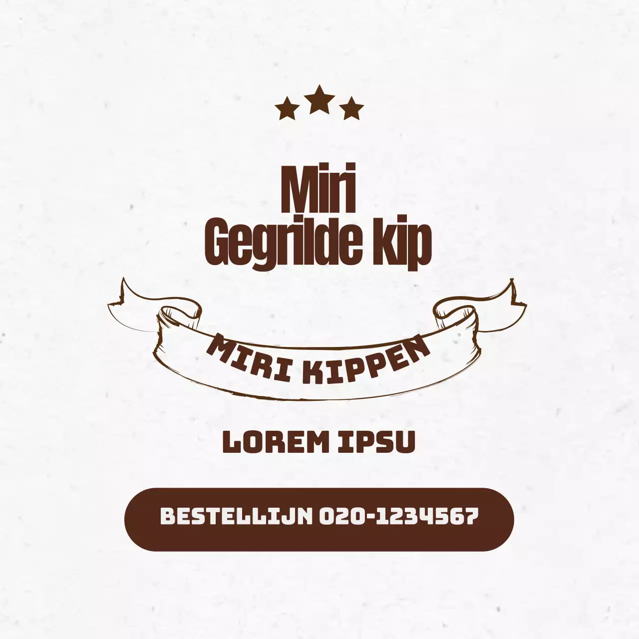 Bruine belettering benadrukt vintage restaurant dat kip kang chung promoot