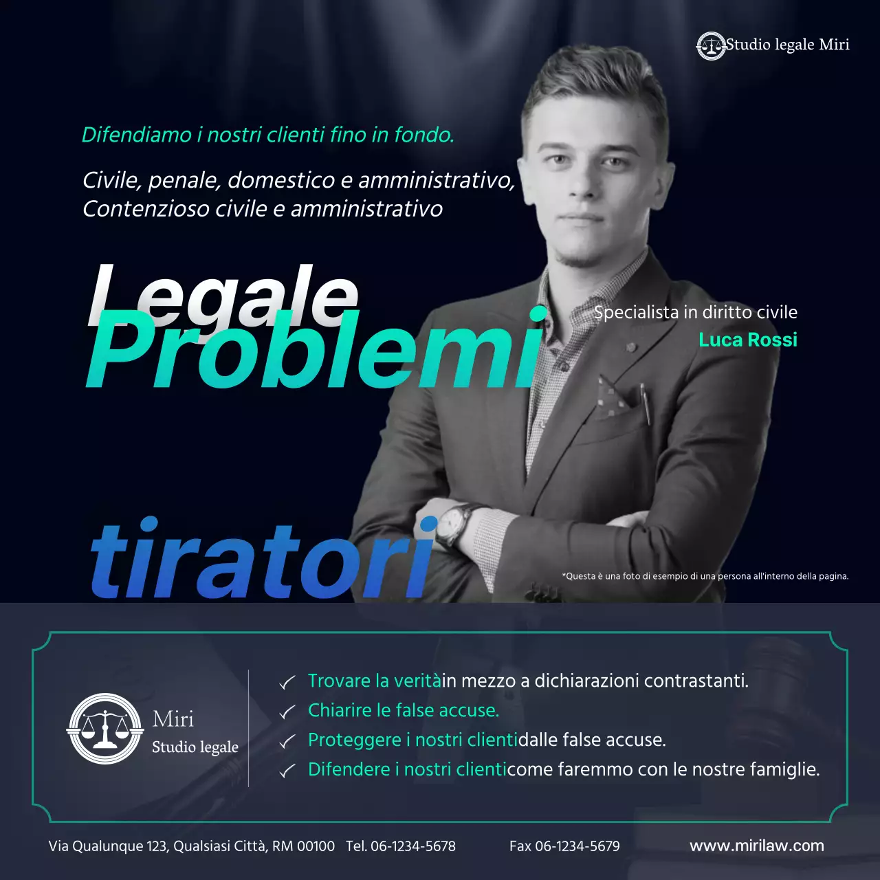 Tema avvocato moderno e semplice in azzurro e blu navy