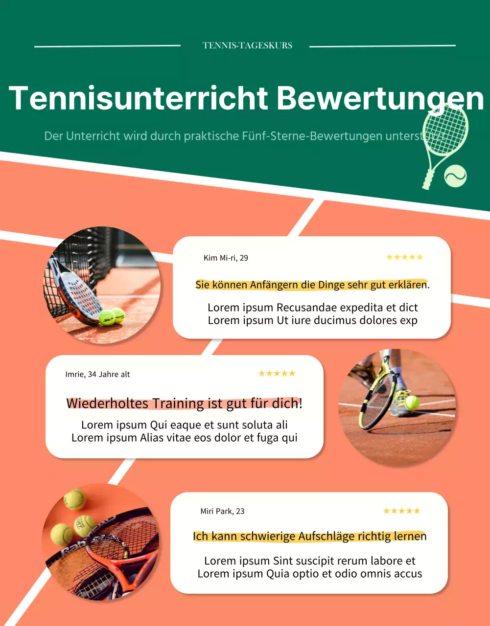 Einzelheiten zum grünen modernen Tennis-Tagespass