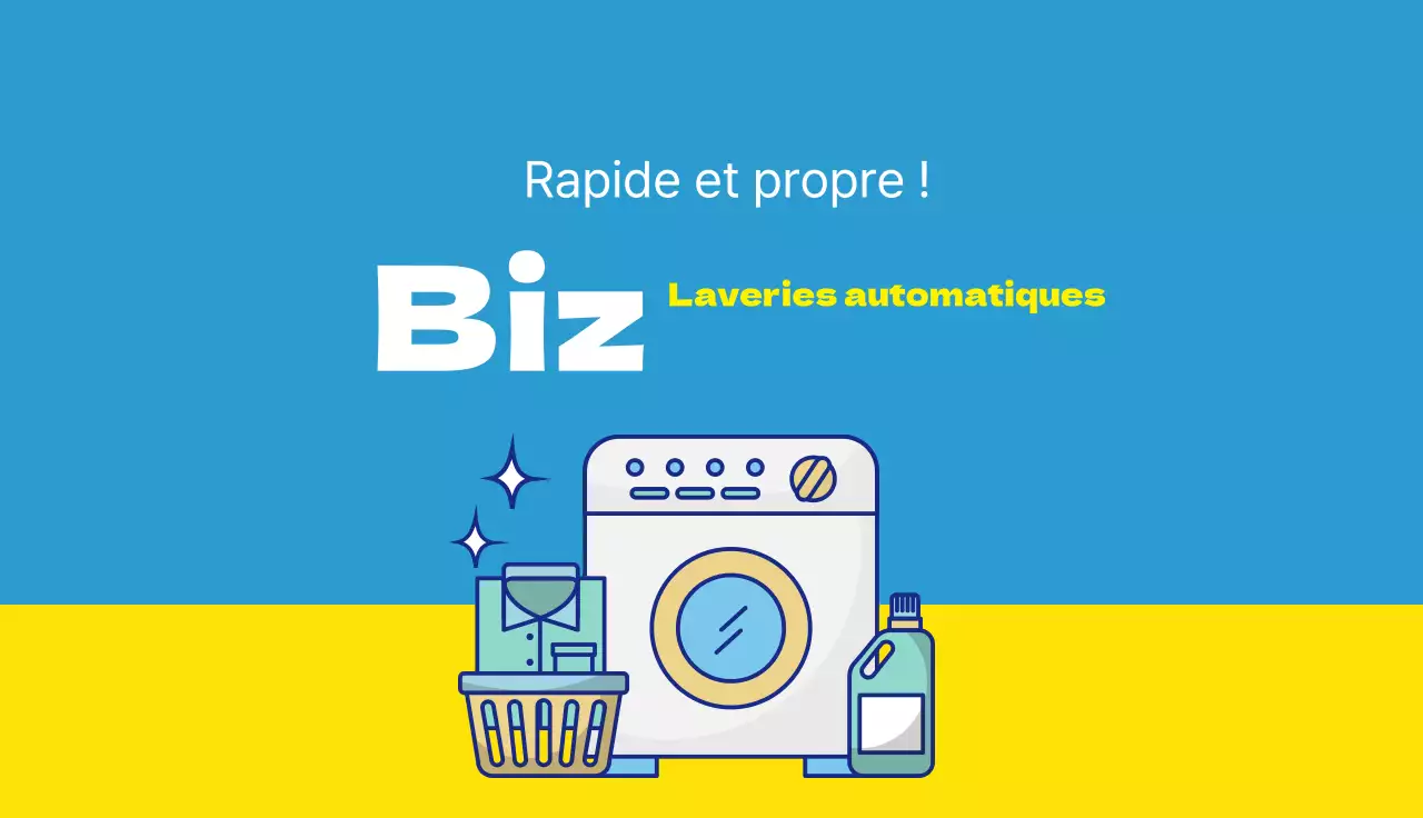 Illustration bleu-jaune promouvant la propreté du linge