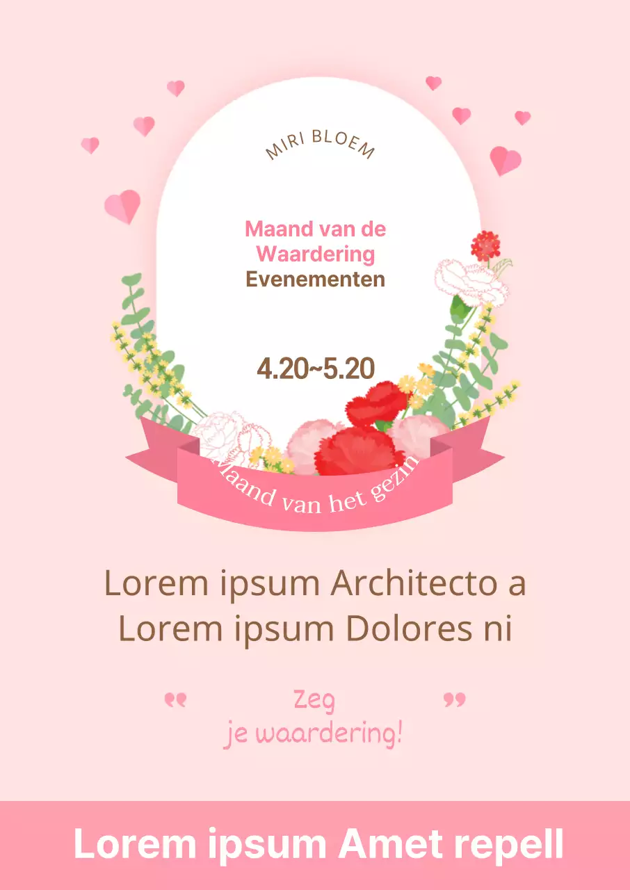 Felroze bedankposter voor evenement