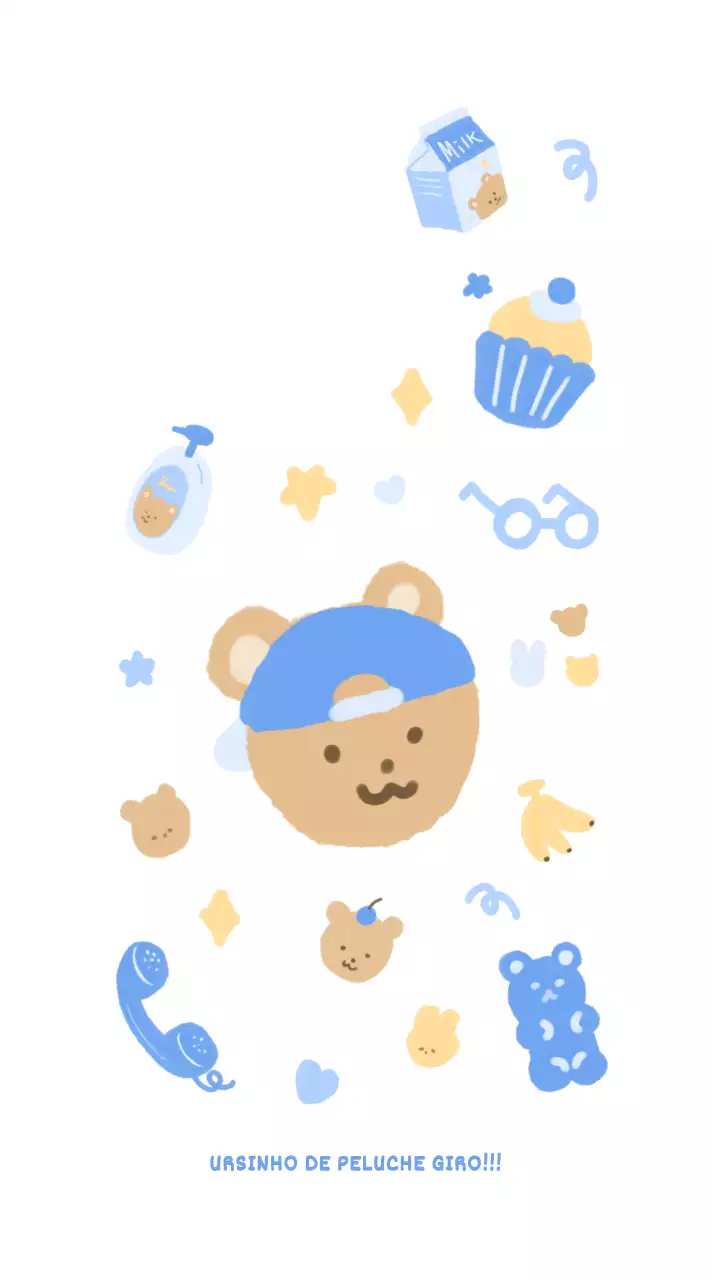 Ilustração de um urso de peluche em azul e azul claro