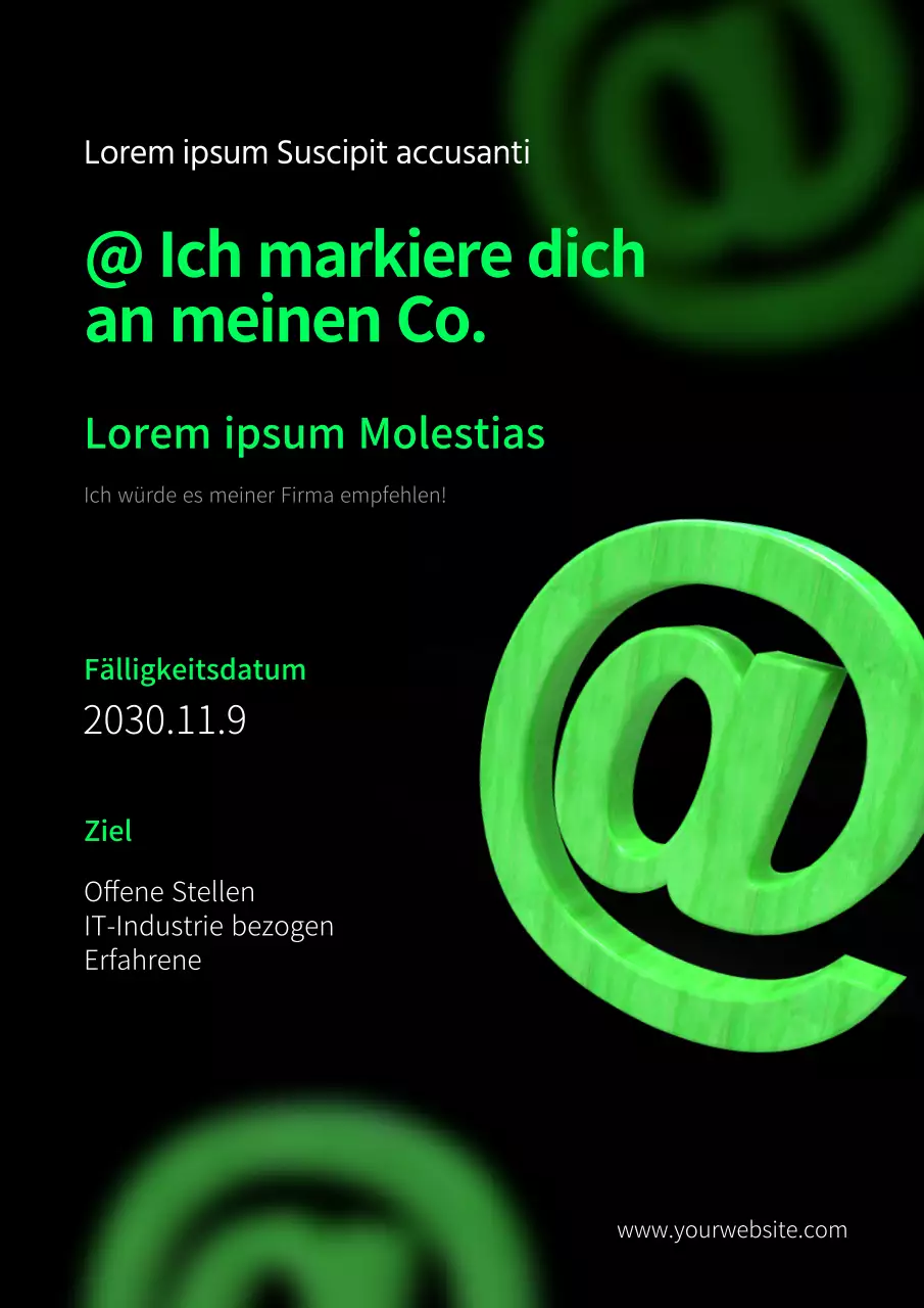 Fluoreszierendes lindgrünes und schwarzes vertikales Plakat für Talentvermittlungsbüros