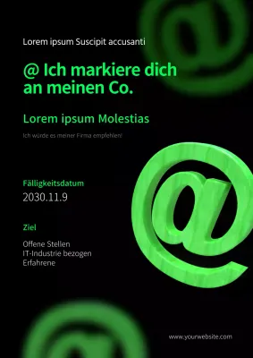 Fluoreszierendes lindgrünes und schwarzes vertikales Plakat für Talentvermittlungsbüros
