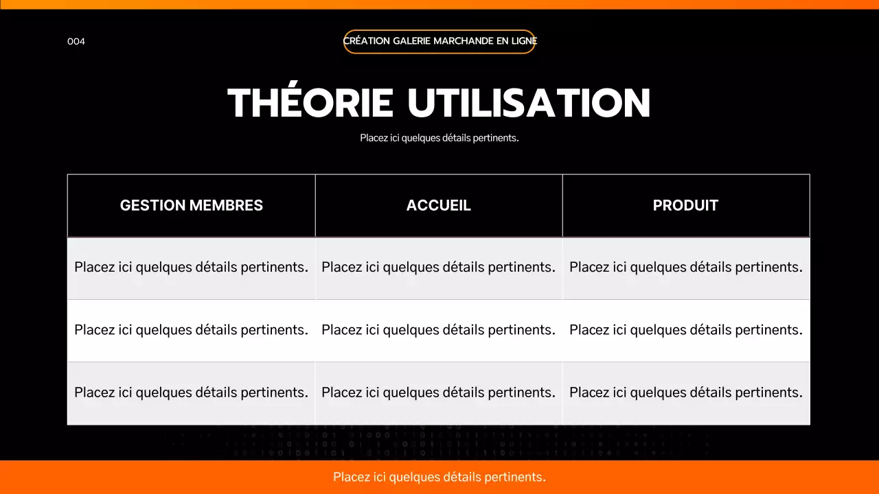 Présenter un cahier des charges simple, noir et orange, inspiré de l'ingénierie.