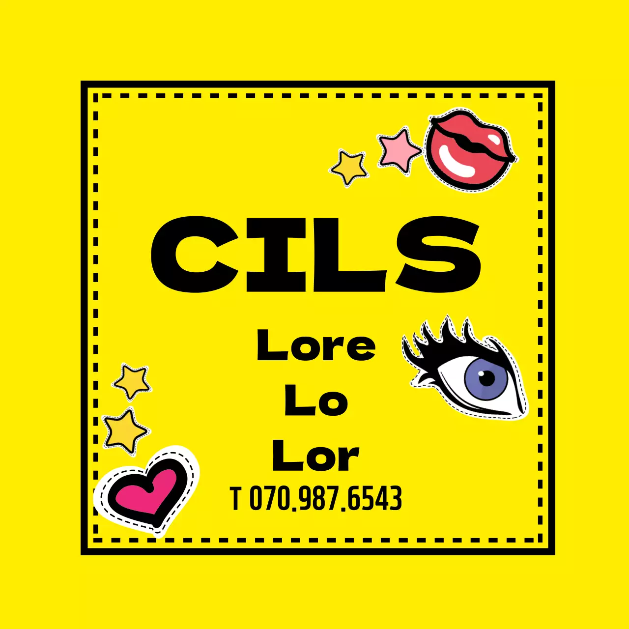 Illustration rétro jaune-rose promouvant la beauté des cils