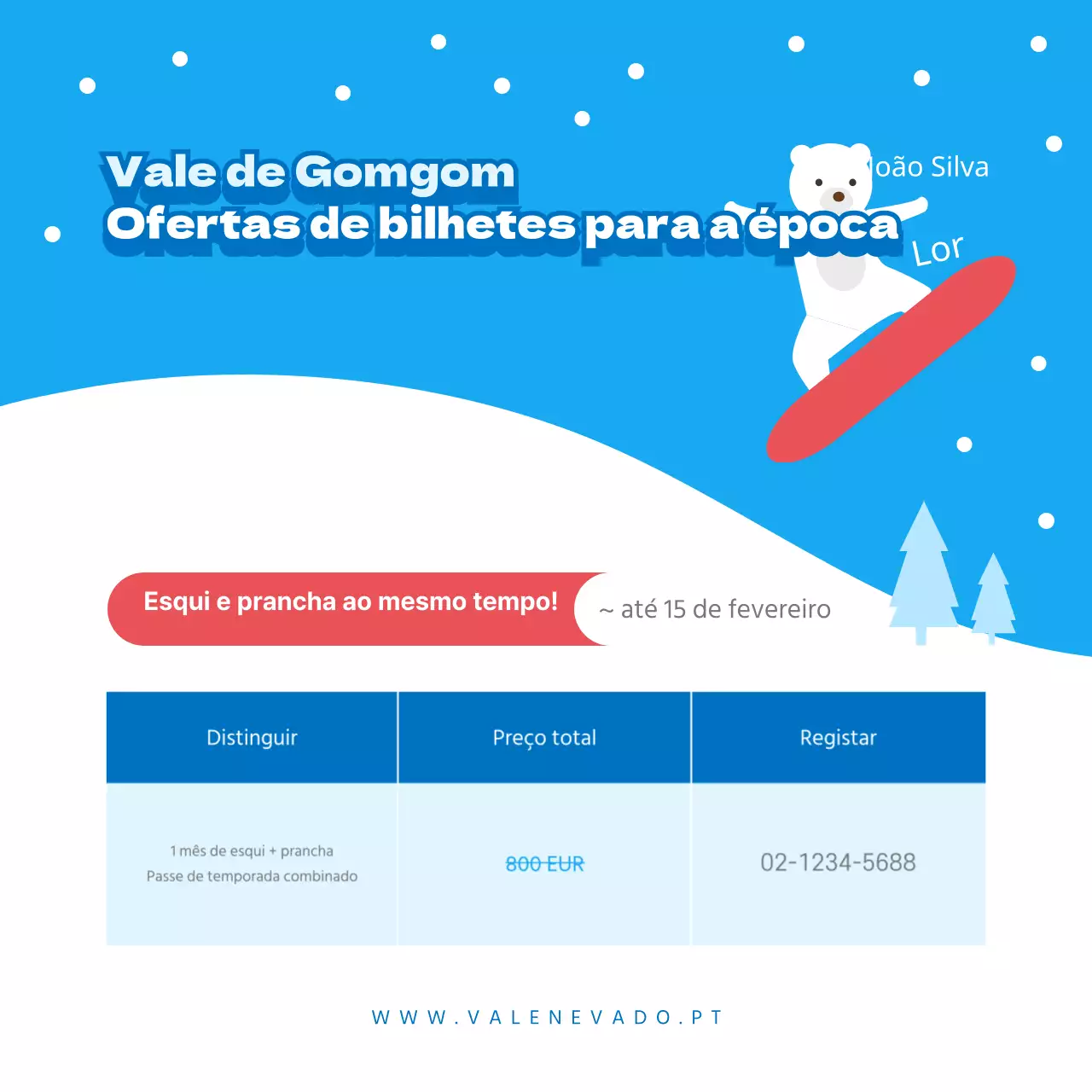 Passes de temporada para áreas de esqui