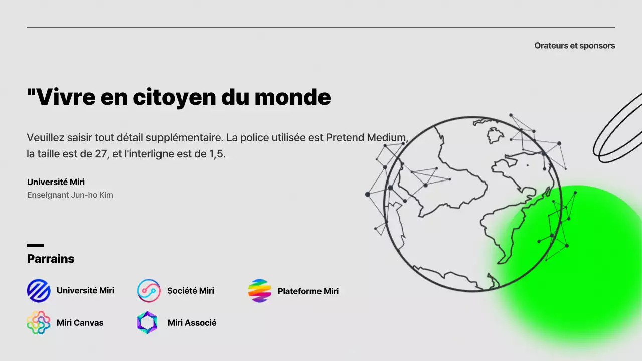 Présentation simple d'orientation de conférence en gris et vert lime