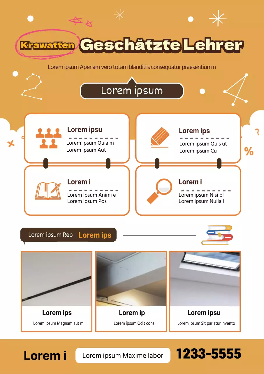 Werbeanzeige für eine Schule mit gelber Beschriftung