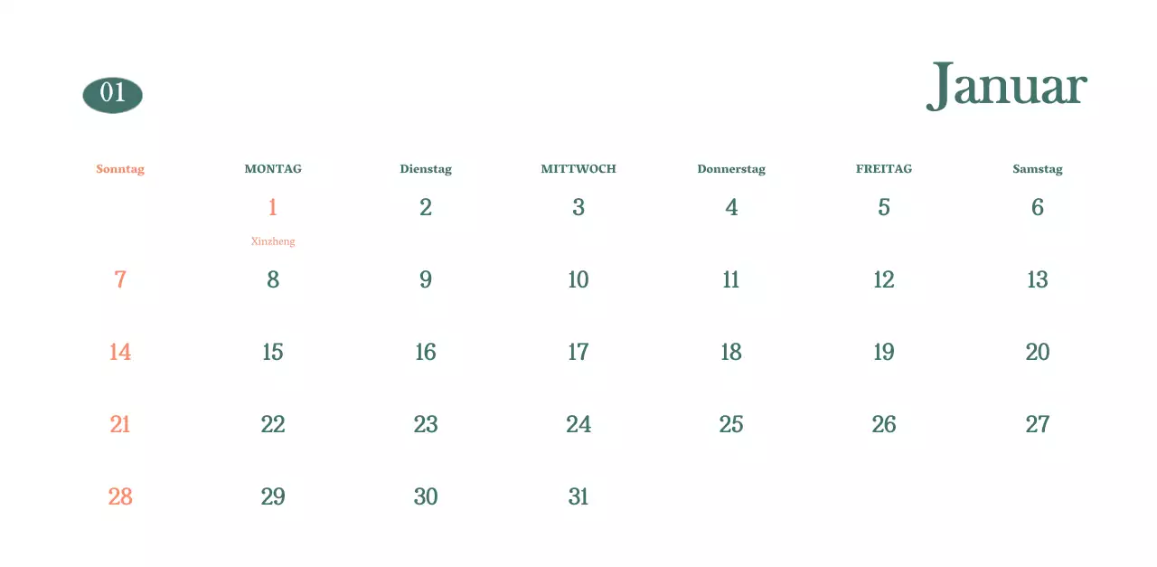 Cafe-Kalender mit Empfehlungen für das Getränk des Monats