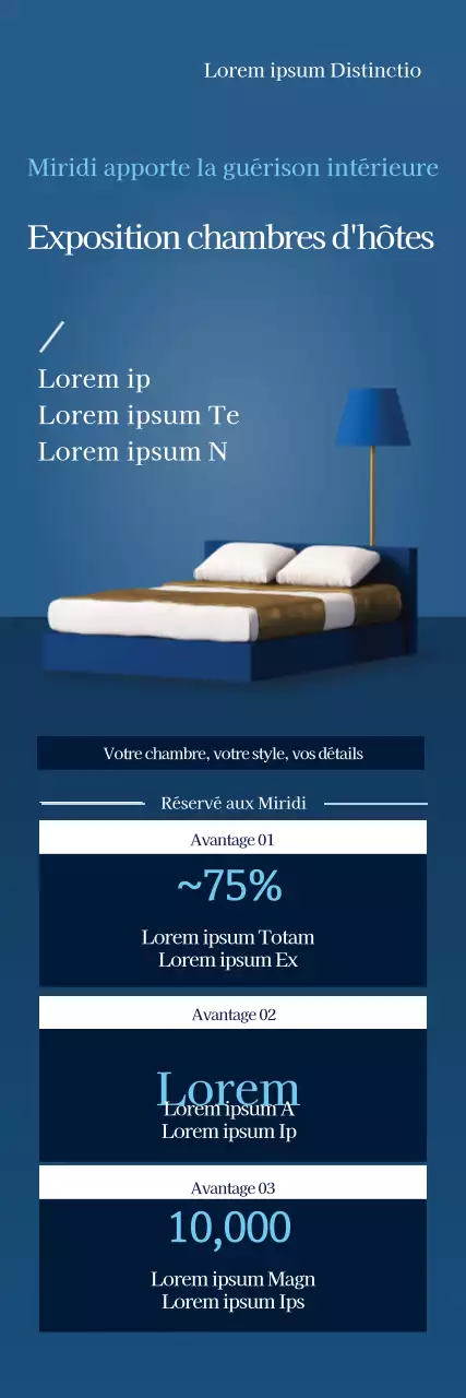 Promouvoir un événement avec des photographies bleues et un mobilier propre