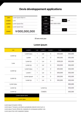 Devis de développement d'applications en jaune et noir