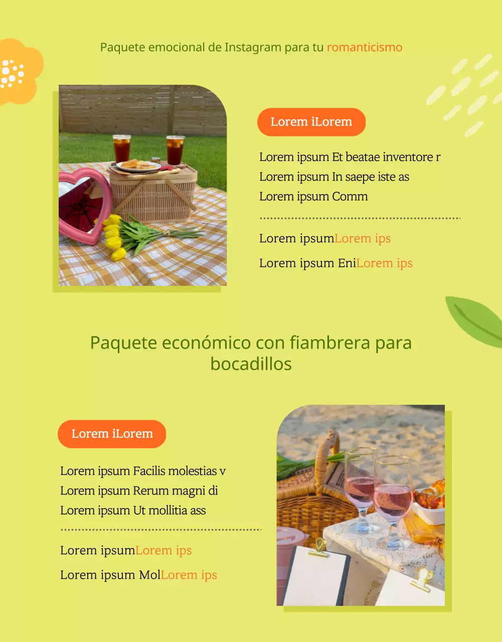 Detalles del alquiler de picnic en verde brillante