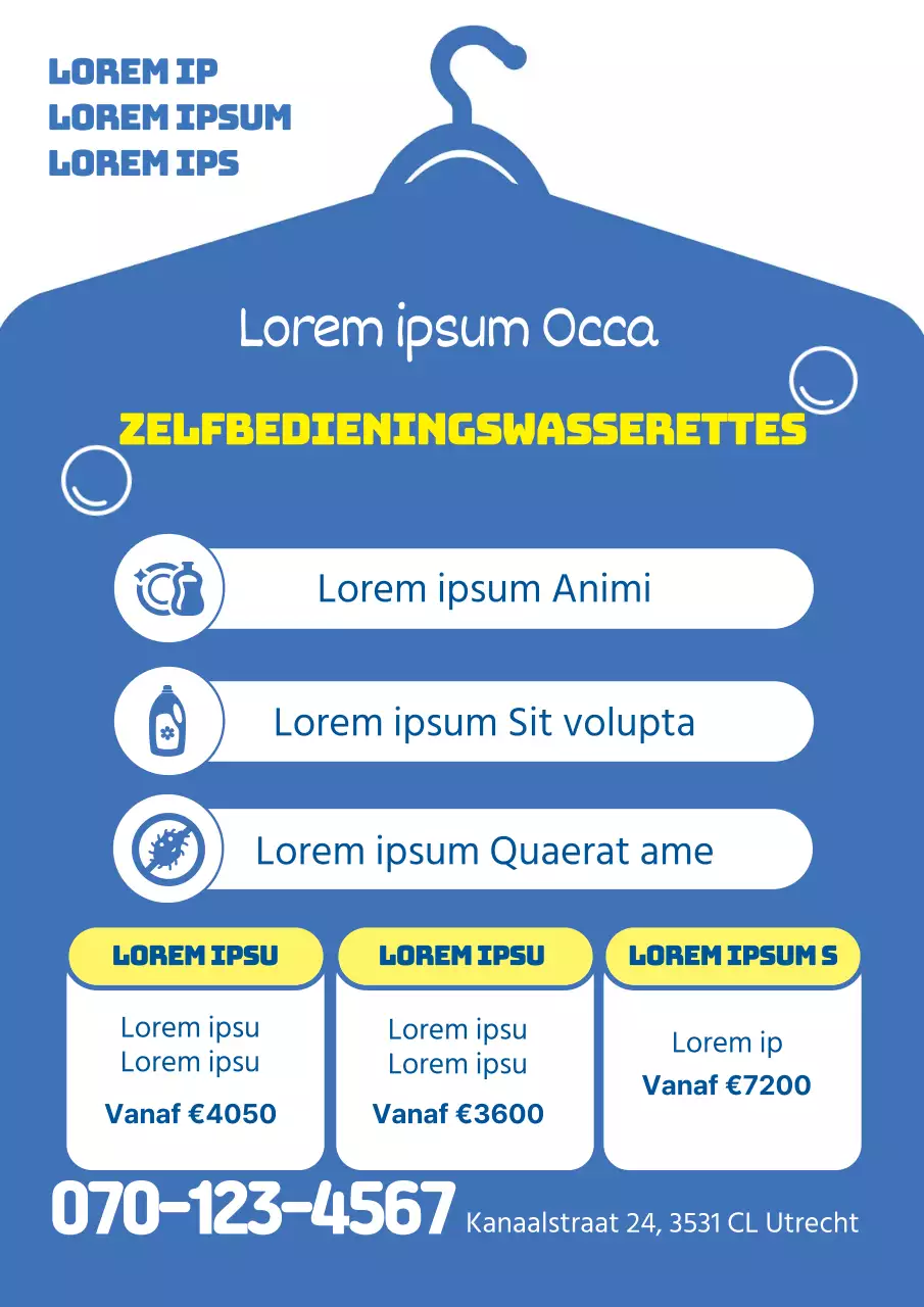 Blauw gele letters Gemarkeerd pictogram Promoot uw schoonmakers