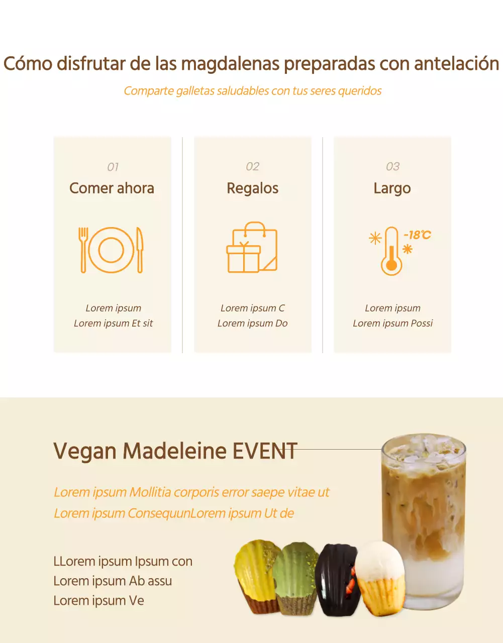 Postre vegano de colores vivos Galletas Madeleine detail page