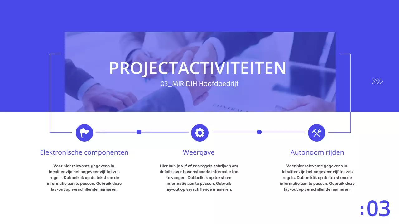 Blauw-wit bedrijfsplan bedrijfspresentatie PPT