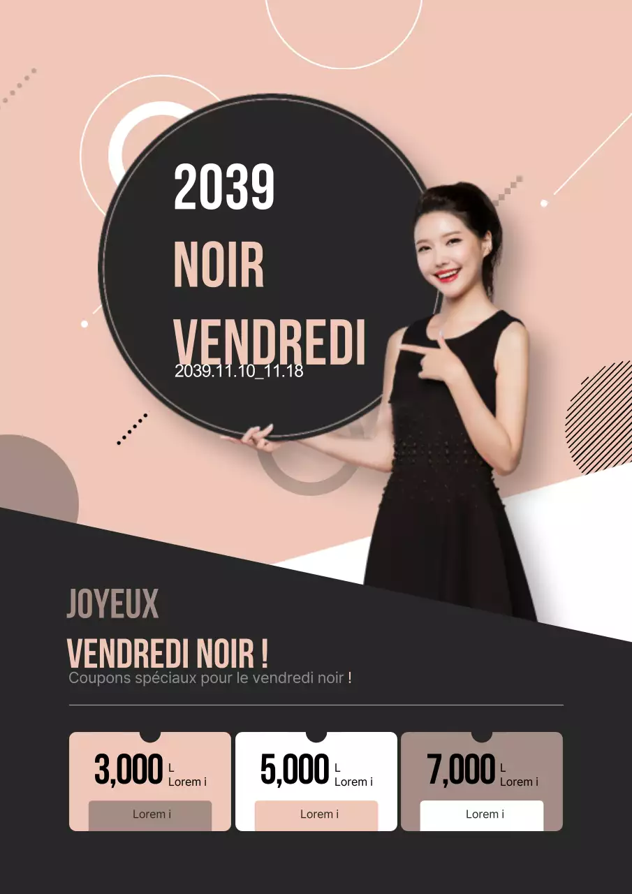 Promouvoir les réductions du Black Friday avec des modèles et des coupons roses et noirs