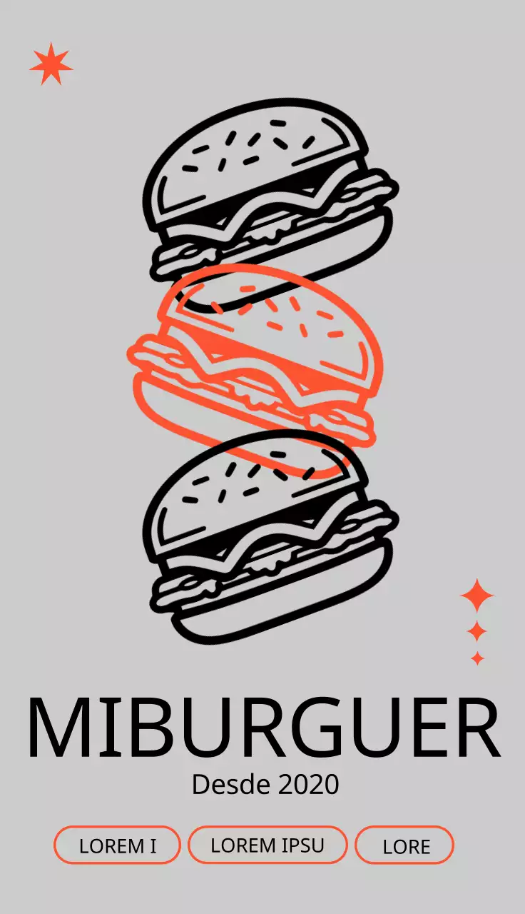 Promover um conceito de hambúrguer moderno com uma ilustração de um hambúrguer a preto e vermelho