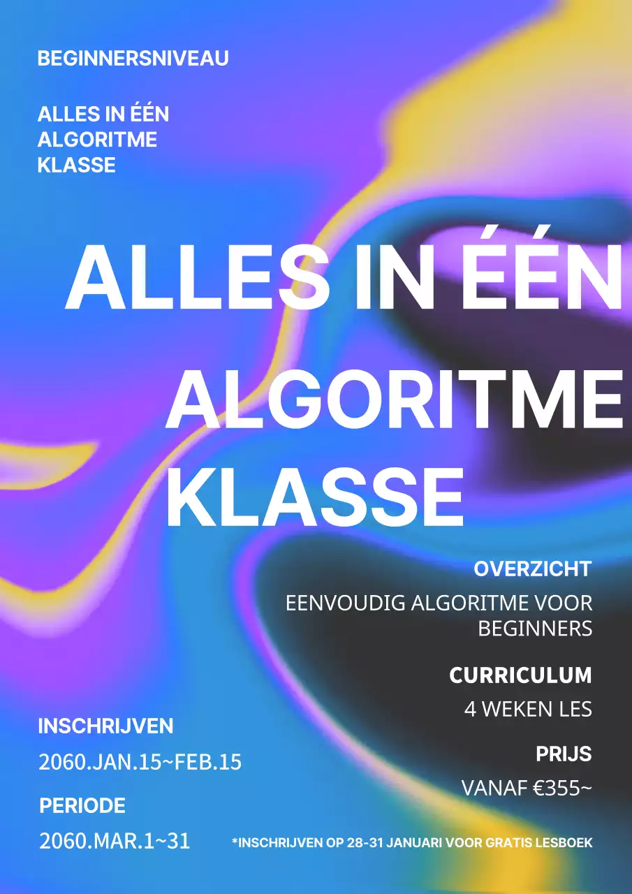 Algoritmische lesgids voor het blauwe, gele en paarse gradiëntconcept