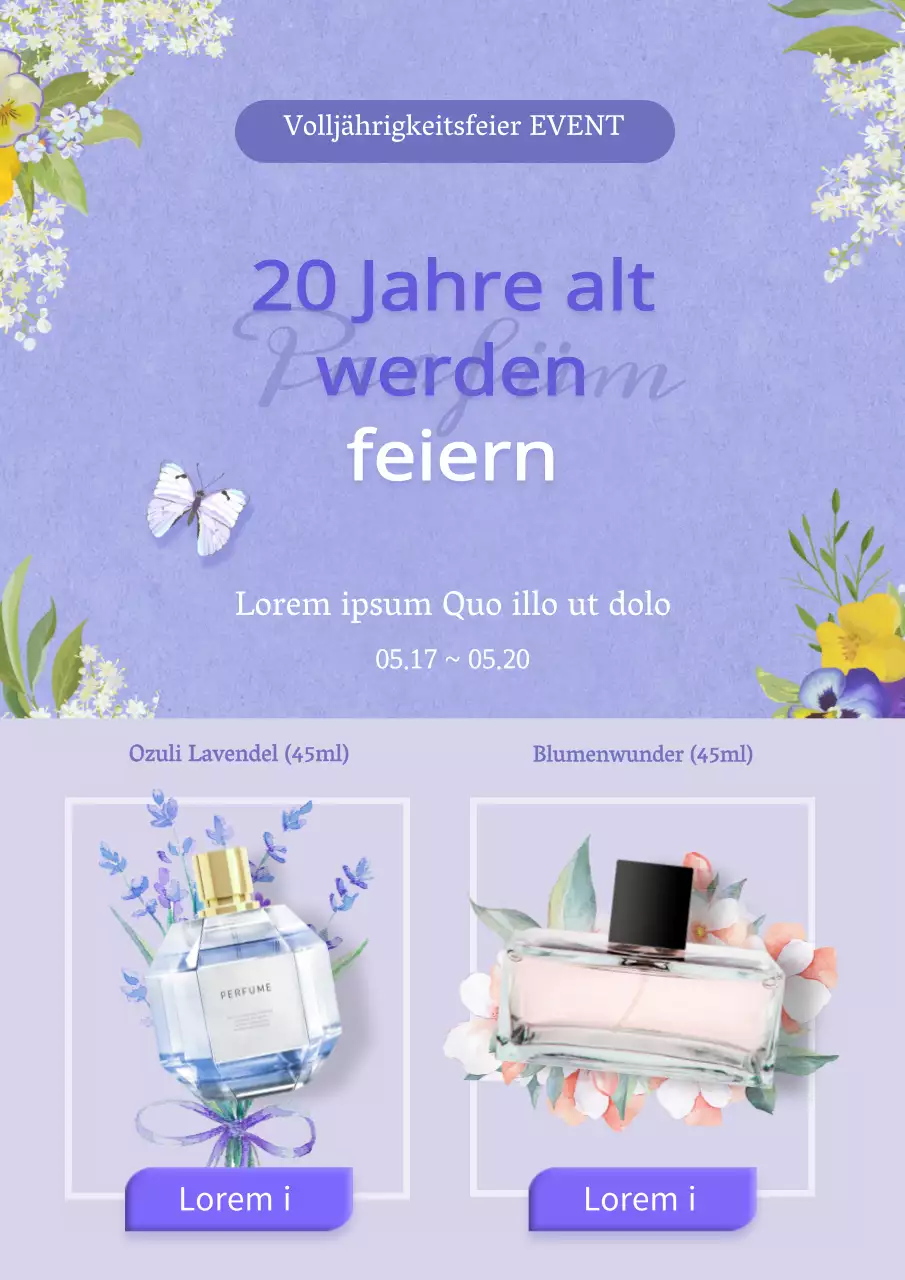 Nostalgieveranstaltung zum Erwachsenwerden mit lila Frühlingsthemen