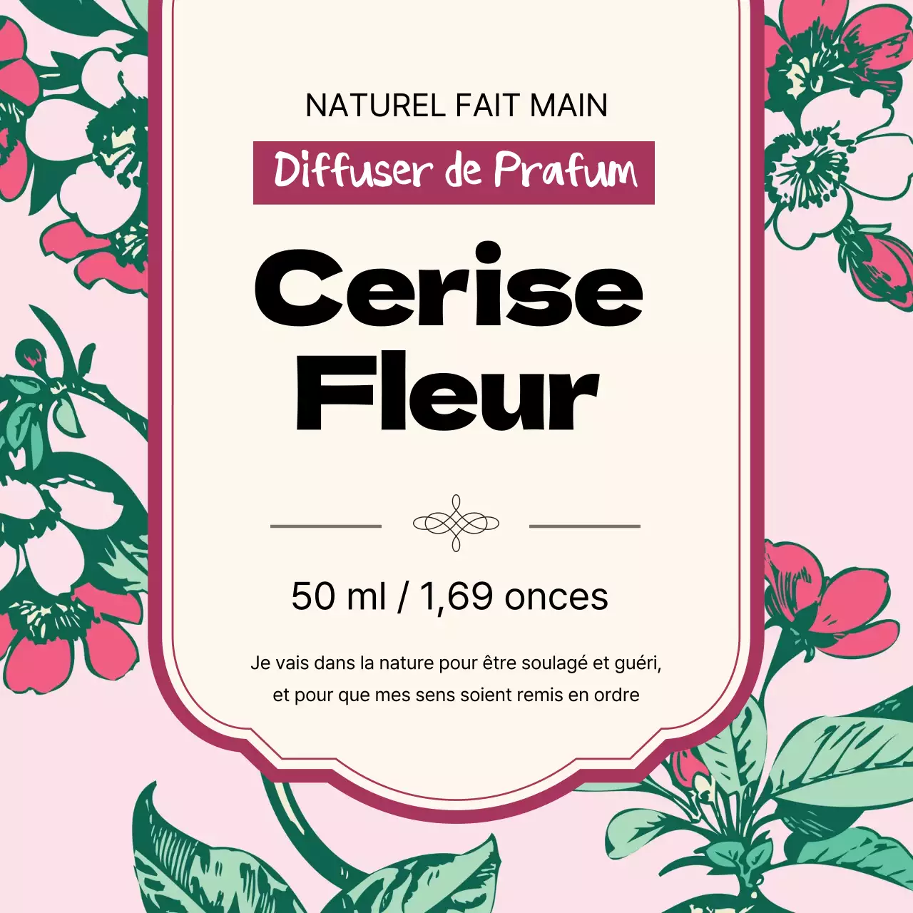Étiquette de parfum vintage avec illustration rose