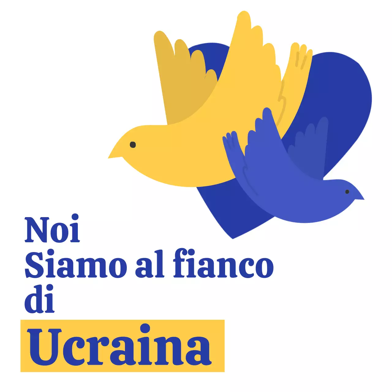 Contro la guerra in Ucraina con colombe gialle e blu