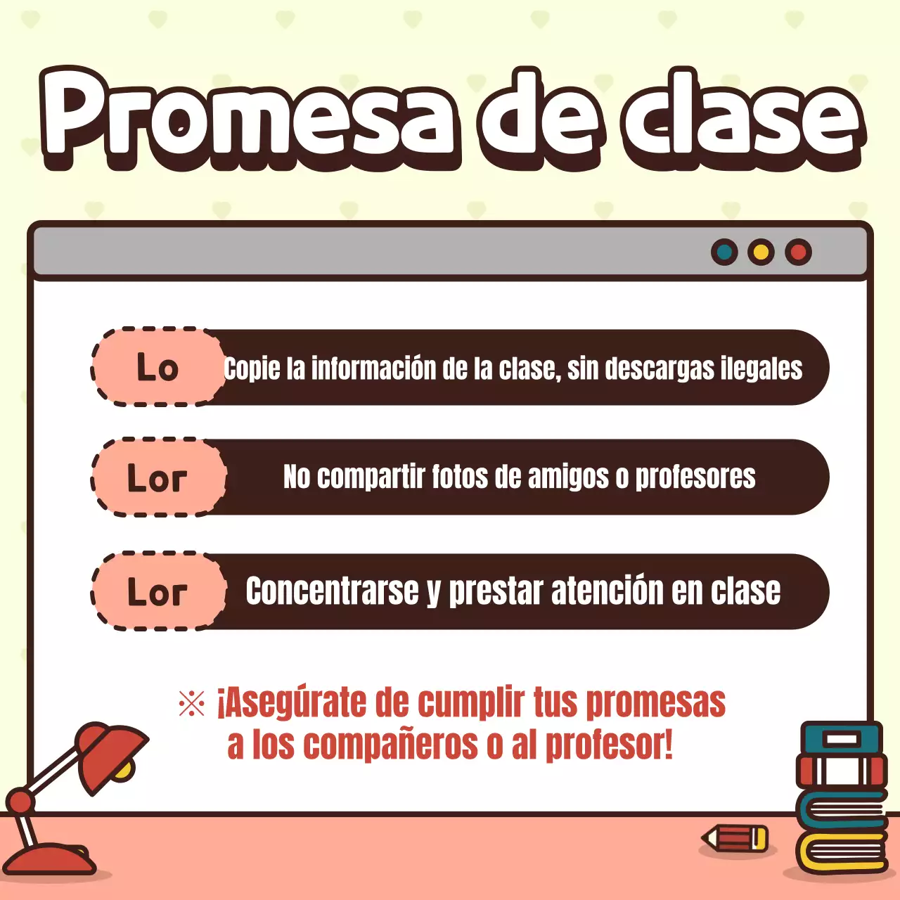 Presentación de la clase con un simpático personaje de color rosa y amarillo