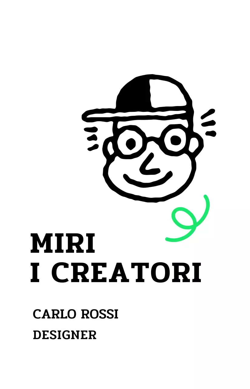 Illustrazione di un personaggio dei cartoni animati in nero e colori accesi Profilo della carta del tempio