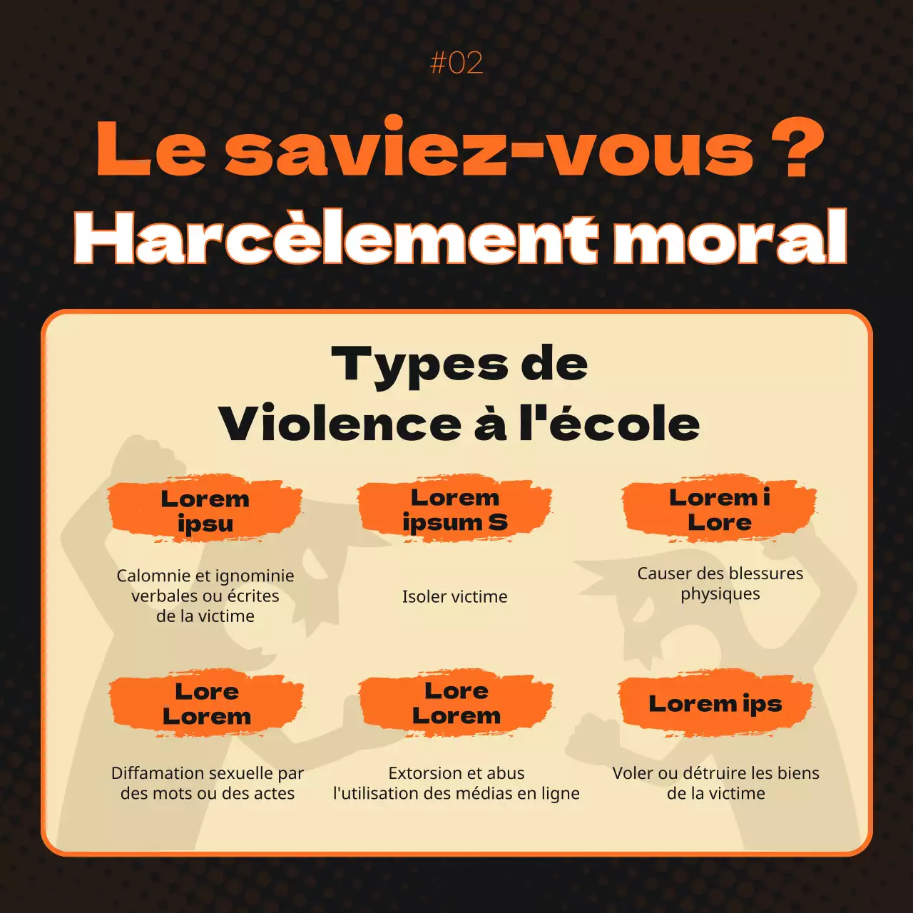 Promotion de l'éradication de la violence scolaire en orange