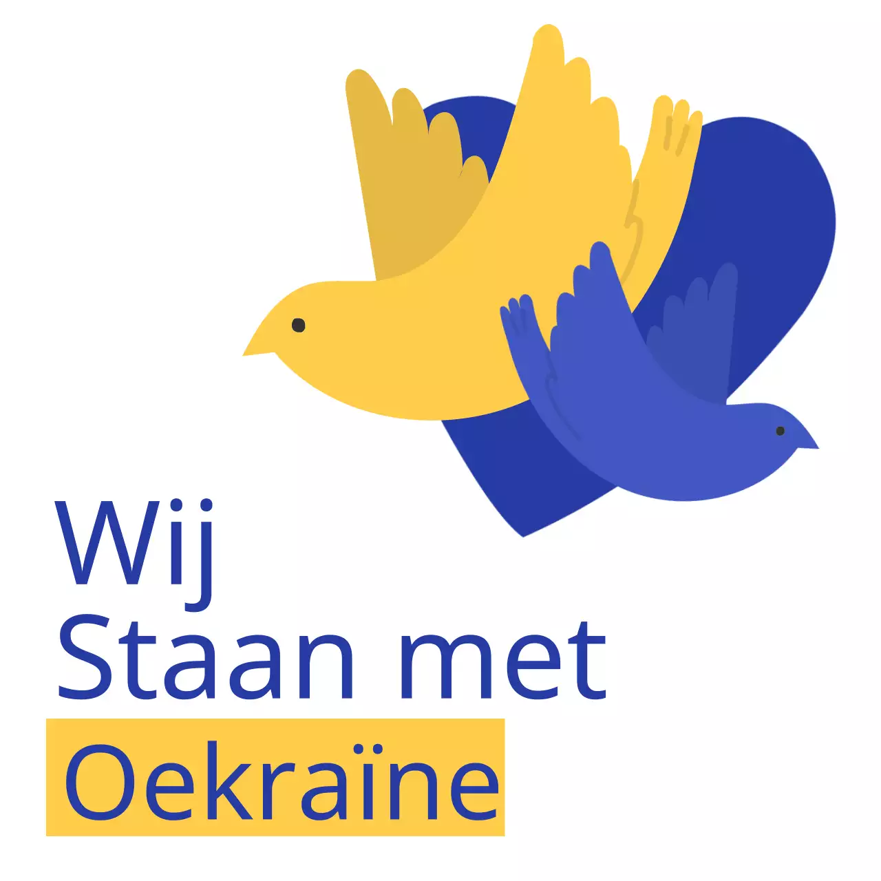 Tegen de oorlog in Oekraïne met gele en blauwe duiven