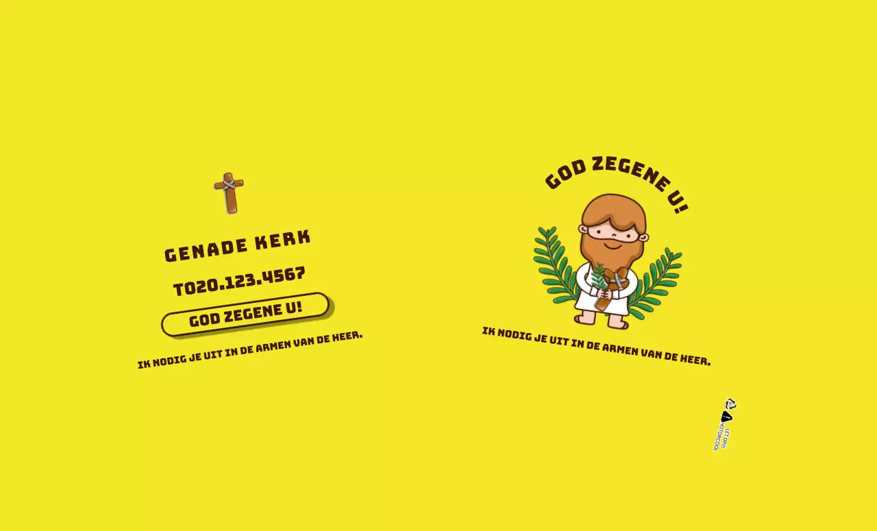 Geel karakter illustratie kerk