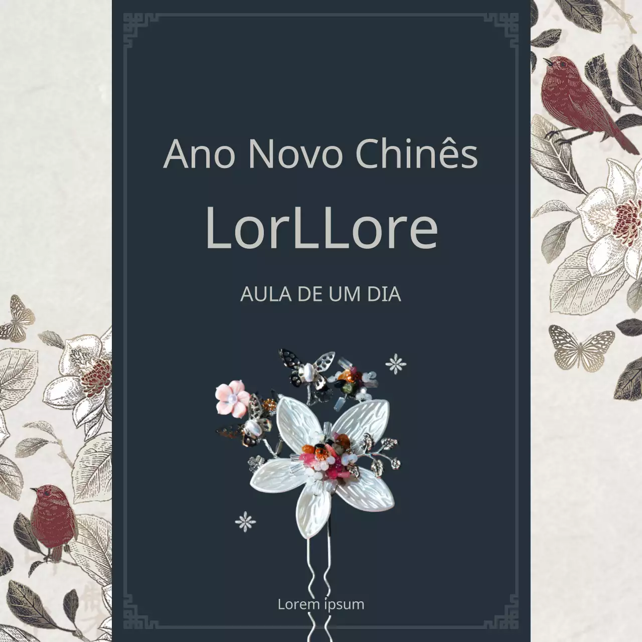 Aula de um dia para fazer um toucado tradicional de Ano Novo Chinês em castanho e azul-marinho