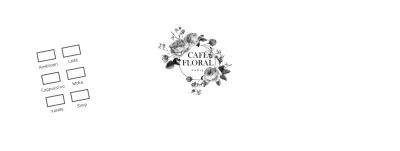 Illustration d'un gobelet en papier avec une fleur, menu d'un café