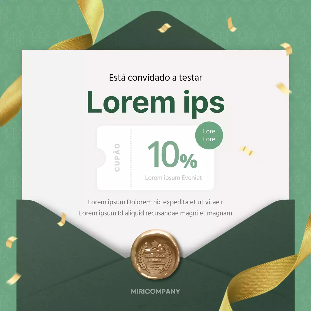 Anúncio do evento de descontos para estudantes de luxo verde e amarelo