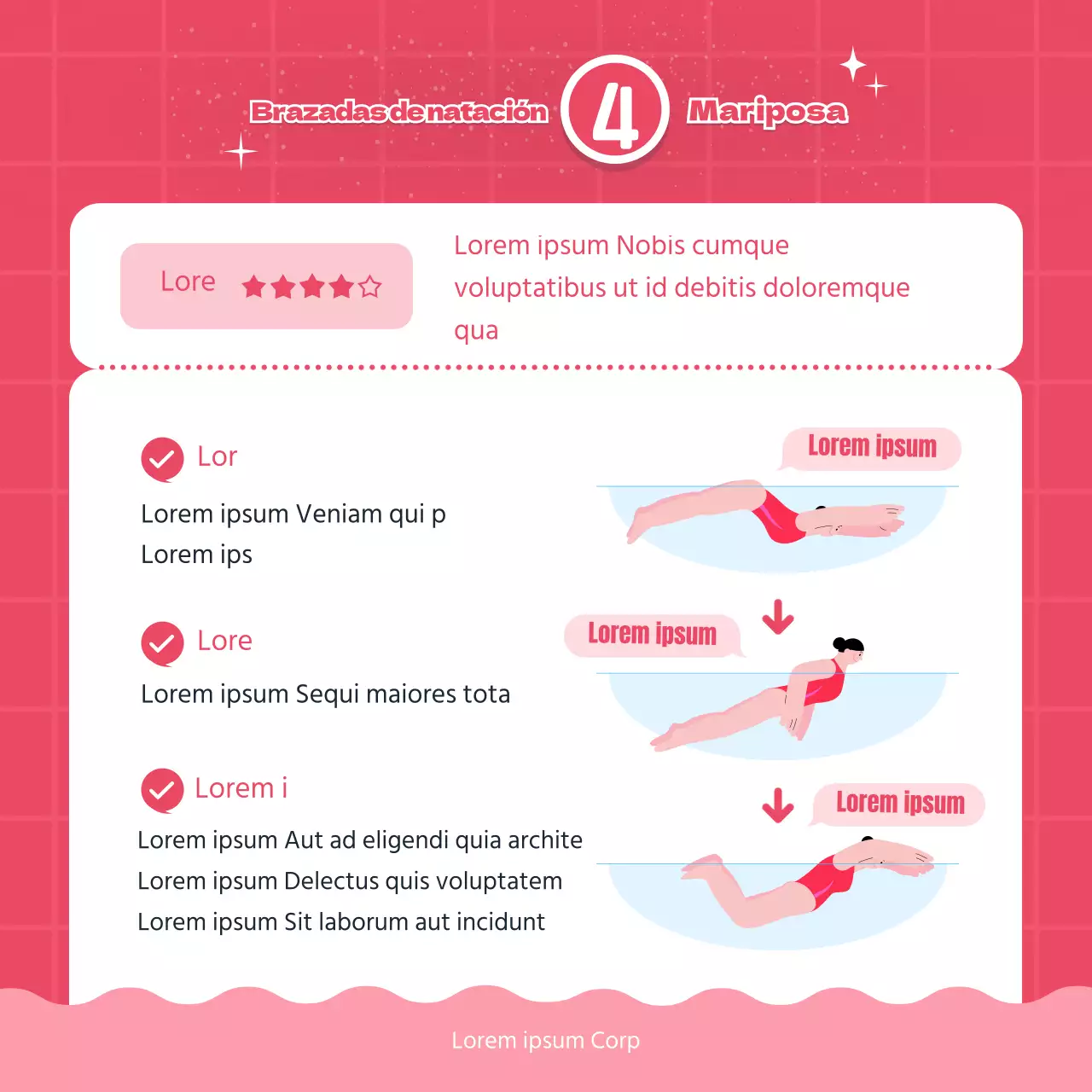 Azul Rosa Punto Ilustración de la A a la Z de Natación TarjetaNoticias