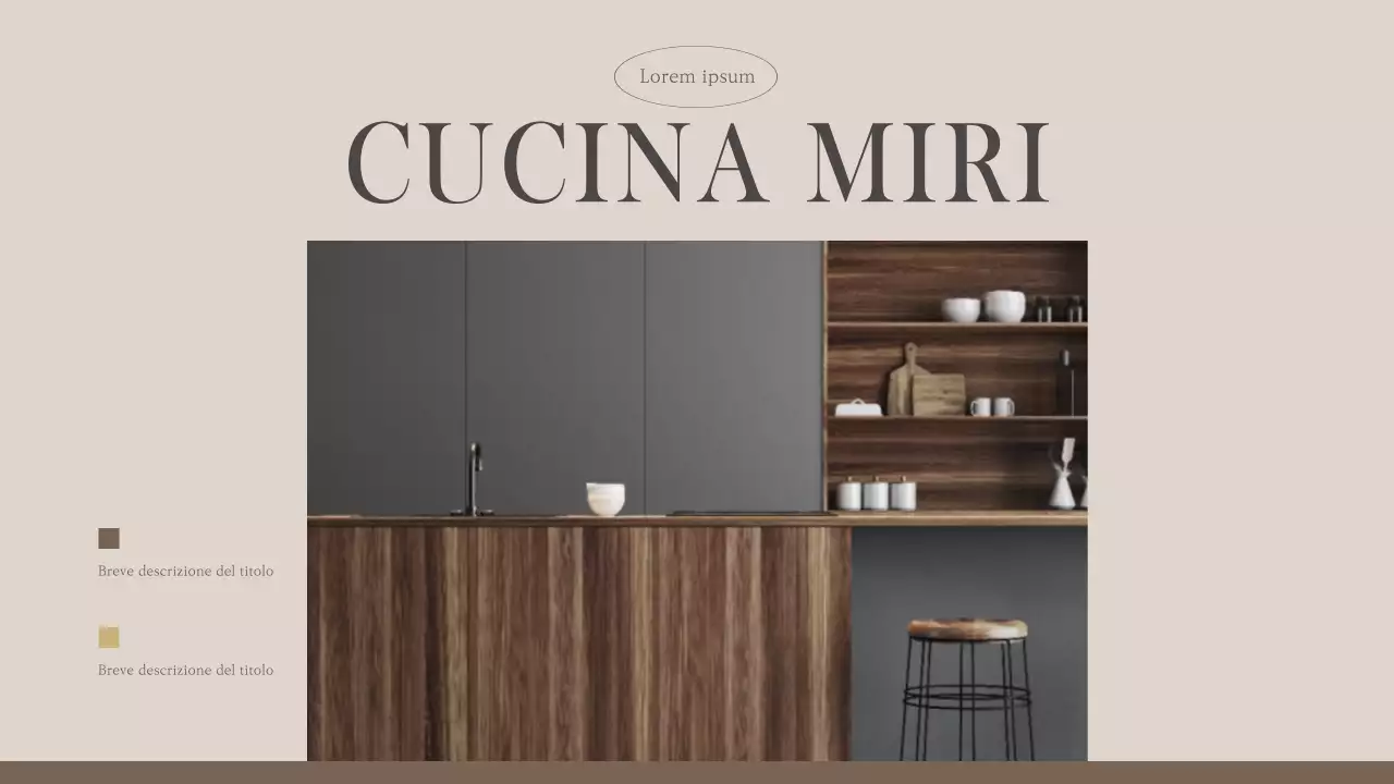 Cucina moderna condivisa in beige e marrone (presentazione)