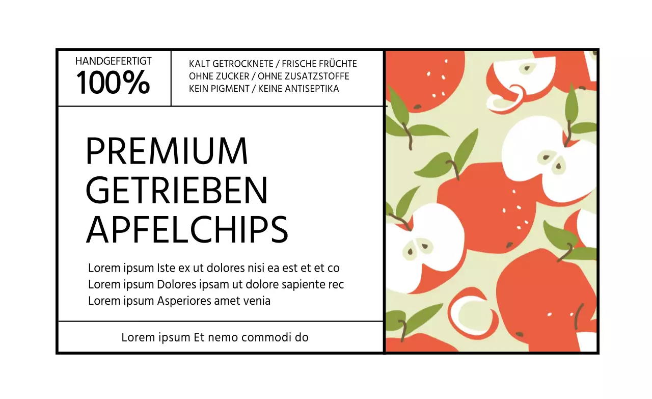 Weiße Illustration stilvolle Lebensmittel Apfel Etikett